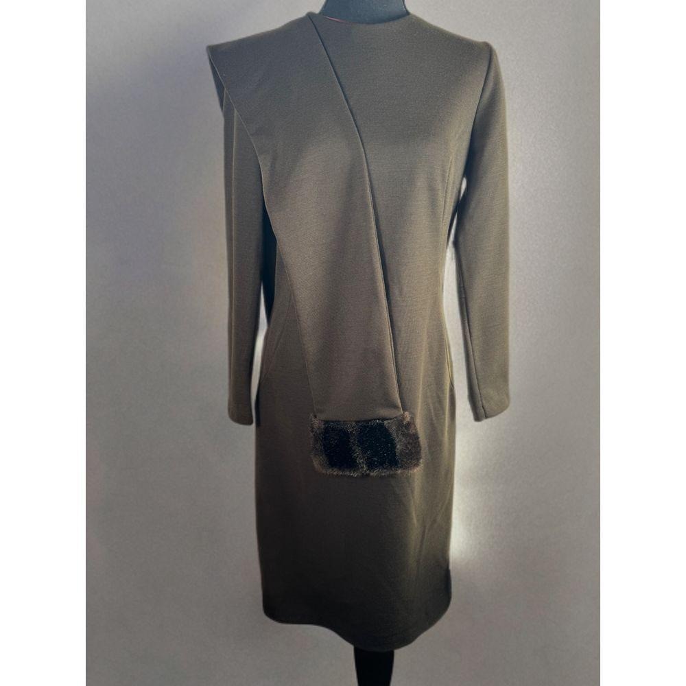 Rare Vintage Toni Todd Avant-Garde Asymmetrical Midi Dress‎ Faux Fur